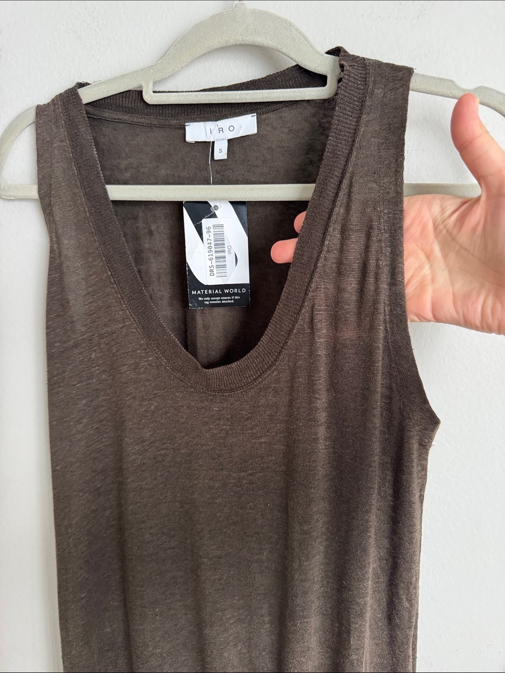 IRO Karossi Asymmetrical Linen Dress Brown Lace-Up Side Slit Sleeveless Size S - Picture 12 of 13